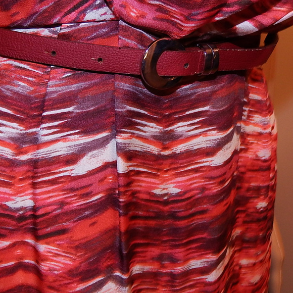 👗S.L.fashions Red Orange Belted Scoop Neck - Picture 3 of 8